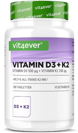 Vitamin D3 20.000 I.E + Vitamin K2 200 µg MK7  / 180 Kapseln